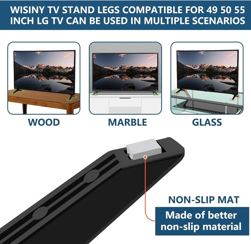 WISINY TV Legs Compatible for LG TV Legs Replacement TV Stand Legs for 49 50 55 Inch Replace 49UJ6300 49UM7300 49UN6900 50UK6300BUB 50UK6500 50UM7300 55UK6500AUA 55UJ6540 55UM7300AUE - Image 5